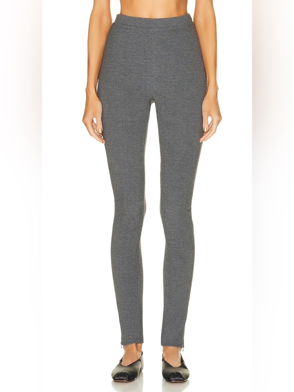 Toteme Grey Melange Zipper Ankle Legging Pants Size L GUC
